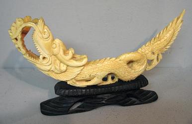 Antique Ivory carved dragon  - museum quality  (10 in. long)