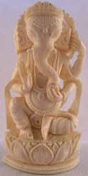 Ivory carving of the Indian deity Ganesh - Remover of Obstacles, the god of domestic harmony and of success and most beloved and revered of all the Hindu gods - museum quality (3.5 in tall)