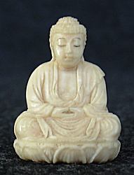 Ivory - tiny Japanese ivory Buddha (1 in. tall) with incredible detail - early 20th C  signed by the artist
